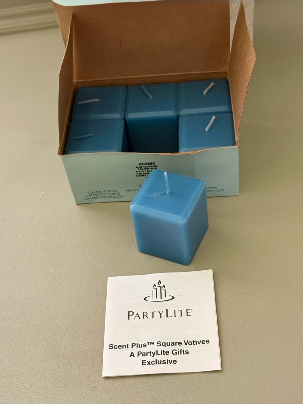PartyLite Blue Square Scent Plus Votive Candles - Set of 6